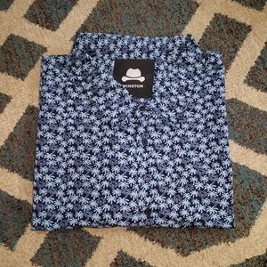 Winston size 5XLT blue white floral short sleeve button up shirt mens